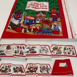 Cranston Fabric Cut & Sew 12 Twelve Days of Christmas Soft Book Quilt Squares